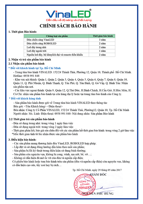 Chính sách bảo hành